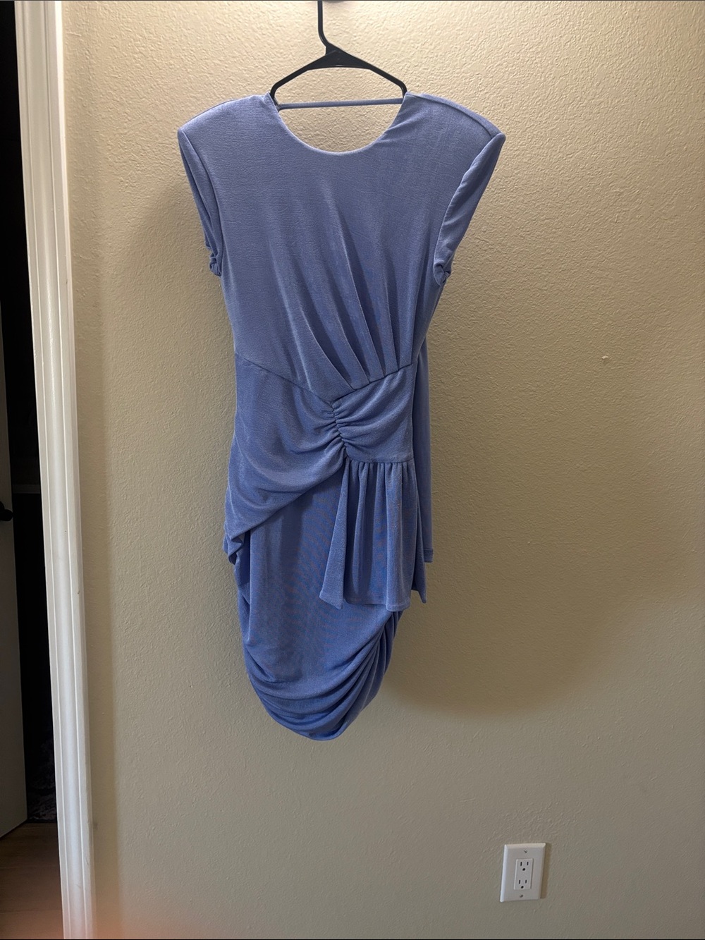 Backless Ruched Draped Dress in Periwinkle Blue